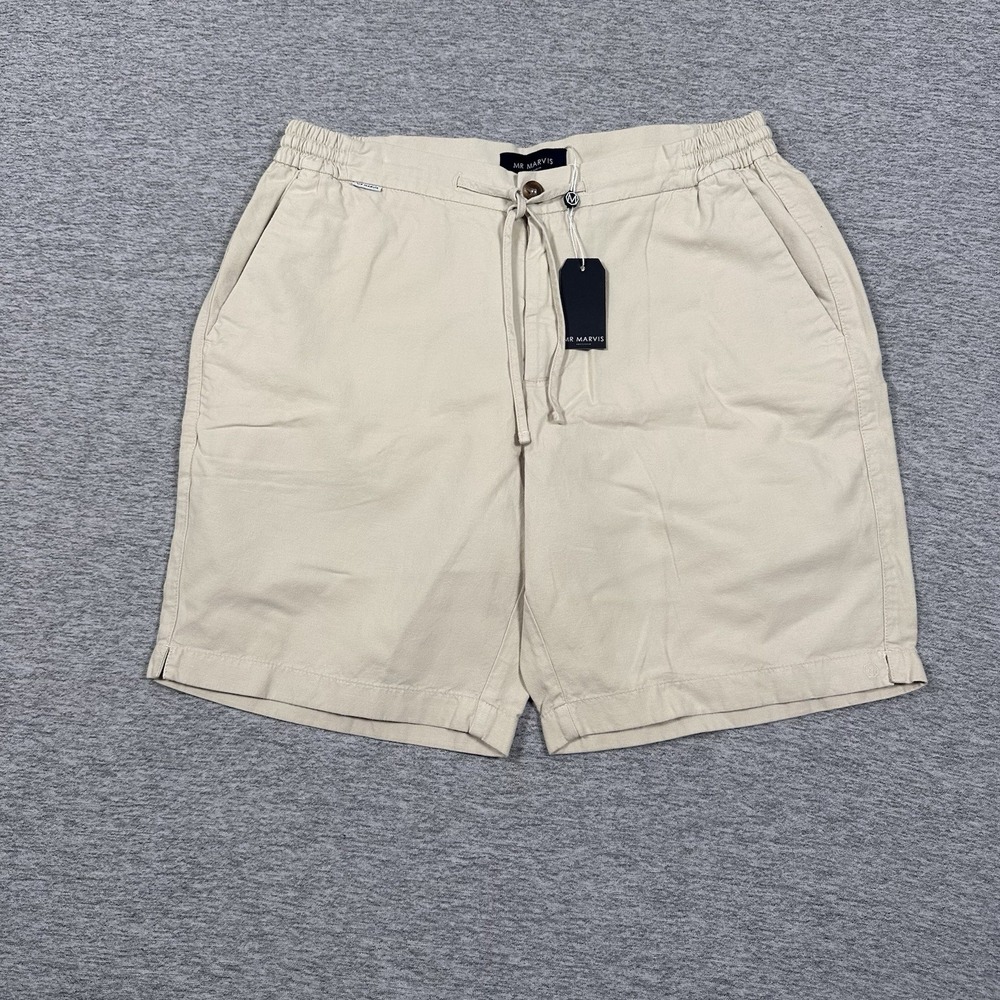 Mr Marvis The Short Linens Mens Size 36 Beige Cotton Linen Blend Stretch NEW